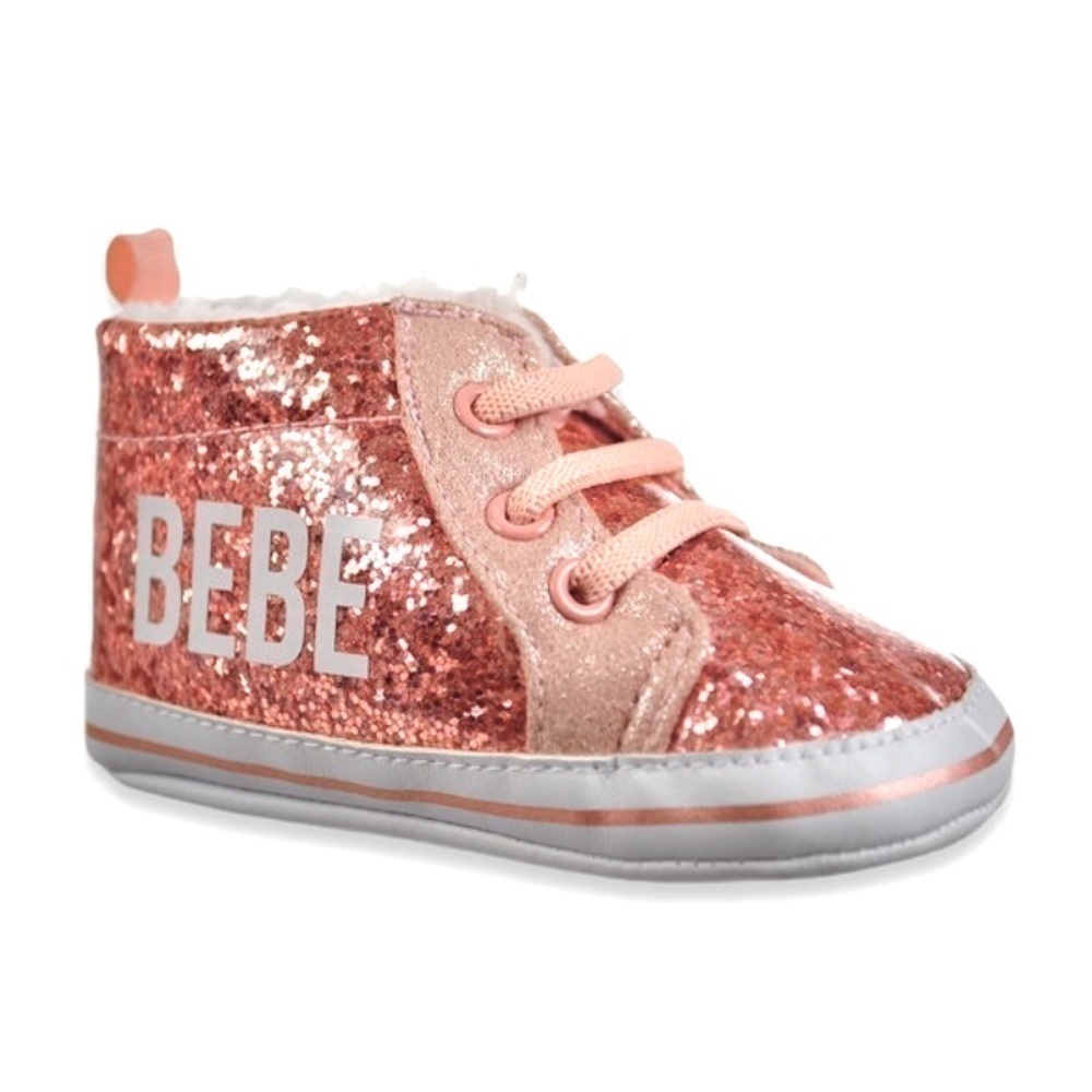 Bebe Pink Sneakers Glitter Baby Girl size 2